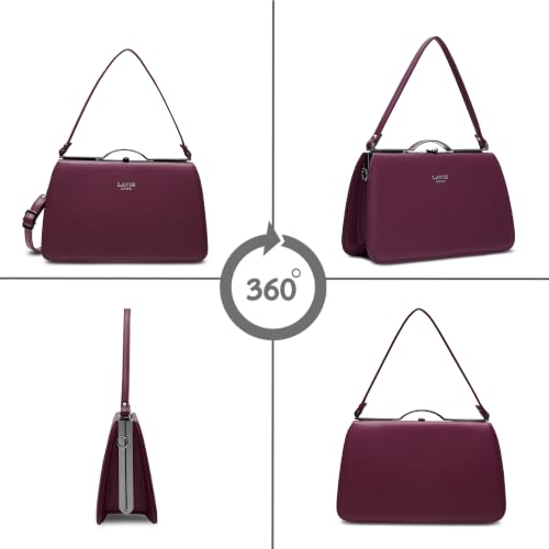 Image of Lavie Luxe Women's Book Satchel Frame Satchel Handbag | Satchel Bag for Work | Ladies Purse | Stylish Shoulder Bag | Gift For Women