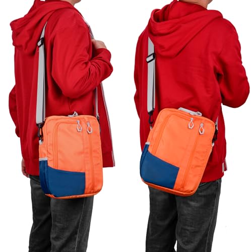 7-8 Inch Tablet Sleeve Bag with Shoulder Strap, Carrying Travel Case for iPad Mini 7/6, Samsung Tab A7 Lite/A 8.0, Fire HD 8, Phone, Wallet (Orange)