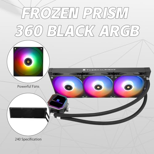 Image of Thermalrlght Frozen Prism360 Black ARGB CPU Liquid Cooler,Efficient PWM Controlled Pump 3300RPM,3xTL-E12 Series PWM Fan,Water Cooling Computer Parts,for AMD AM4 /AM5,Intel 1150 /1156 /1200 /1700 /20XX