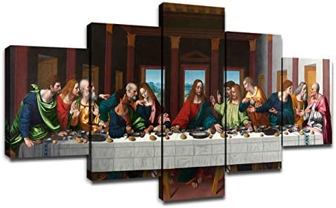 Last Supper Wall Art for Living Room Wall Decor Prints Frame Canvas Poster Christ Religious Painting Modern Artwork Jesus Christian Pictures Bedroom Decoration Ready to Hang(60''Wx32''H)