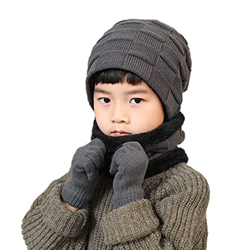 3 Pcs Boys Winter Beanie Hat Scarf Gloves Set Fleece Lined 3-10 Years Old Boys Ski Caps Kids Cold Weather Mittens Neck Warmer2