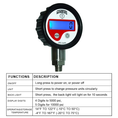 Winters DPG Series Digital Pressure Gauge Alongwith Calibration Certificate with Traceability by INSTRUKART
