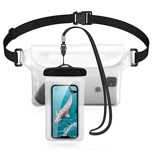 Trakxy Waterproof Phone Pouch Compatible with iPhone 13 12 11 Pro Max Xs Max Samsung Galaxy S22 Ultra etc Smartphones [4.7-6.9 Inch], IPX8 Waterproof Bag fit for Swimming, Boating and Beach-Clear