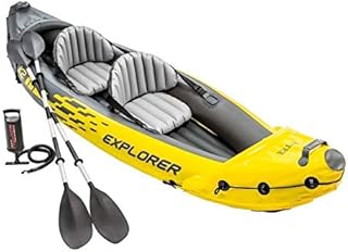 Intex Explorer K2 Yellow 2 Person Inflatable Kayak with Aluminum Oars & Air Pump