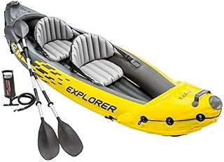 Intex Explorer K2 Yellow 2 Person Inflatable Kayak with Aluminum Oars & Air