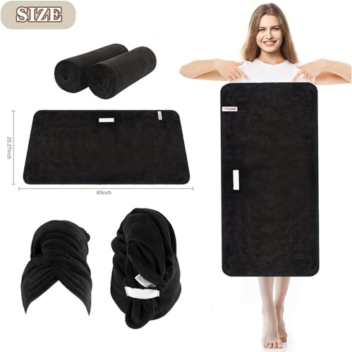 Sunland MMCTJ51.5X101.6BLACKX2 Microfiber Hair Drying Towel 2 Pack Super Absorbent Quick Dry Magic Hair Turban thumb #4