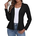 GRECERELLE Women Lightweight Casual Long Sleeves Cropped Cardigan Open Front Peplum Knit Sweater Outwear - Image 4
