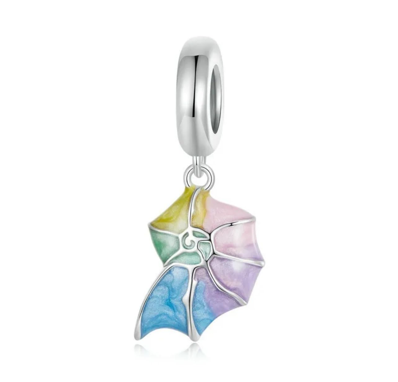 FLXHHX Colgante De Concha De Colores Concha De Mar Auténtica Plata De Ley 925 Compatible con Pulsera