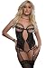 1pc Open Cups Plunge Teddy and Daring Crotch with Stockings - One Size - Black