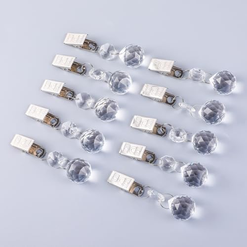 LONGSHENG - SINCE 2001 - 10pcs Tablecloth Weights Crystal Drop Tablecloth Pendant Table Cover Weights Hangers with Metal Clips