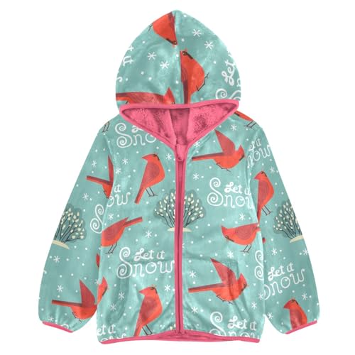 OTVEE Winter Red Birds Let It Snow Kids Hoodie Jacket Fall Spring Full Zip Warm Outwear Coat