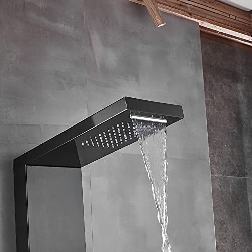 Luqeeg Stainless Steel Shower Panel Tower System, Led Rainfall Waterfall Shower Head, Handheld Sprayer, 4 Body Massage Jets, Wall Mount Shower Column For Bathroom Hotel #TOP3