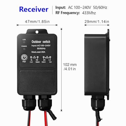 DieseRC Wasserdichte drahtlose Fernbedienung Funksteuerung Schalter AC 240V 220V 30A Relais Empfänger für Nassbereich Außenbereich Hof Licht Wasserpumpe Bauernhof Bewässerung Dach Straße Garage Lager