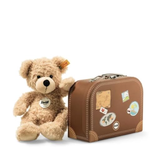 Steiff Teddybär Fynn im Koffer - 28 cm - Teddy Kuscheltier für Kinder - beweglich & waschbar - beige (111471)