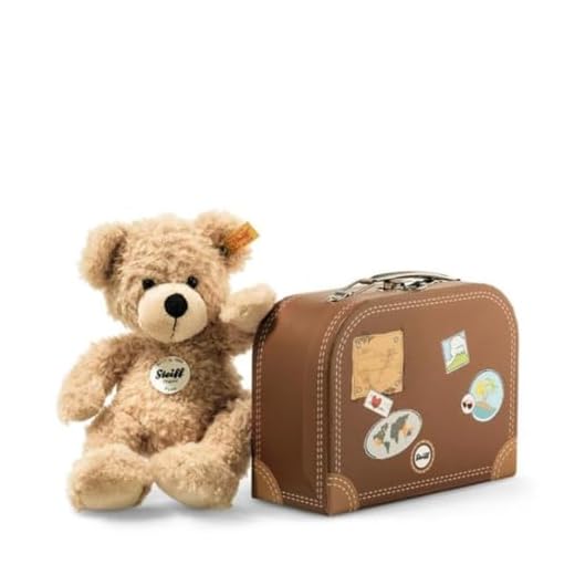 Steiff Teddybär Fynn im Koffer - 28 cm - Teddy Kuscheltier für Kinder - beweglich & waschbar - beige (111471)