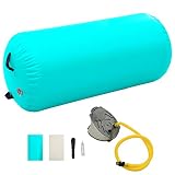 Tidyard Aufblasbare Air Roll Gymnastik-Rolle Mit Luftpumpe,Gymnastikrolle Luft-Rollen Yoga Roll Gymnastikmatte Gym Air Barrel Übung Spalte aus Hochdichtes PVC, PVC-Gewebe