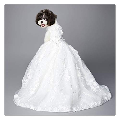 Fegoclt Handmade Dog Clothes Wedding Dress Princess Gown Trailing Sequin Evening Party Skirt (Size : Small) #TOP8