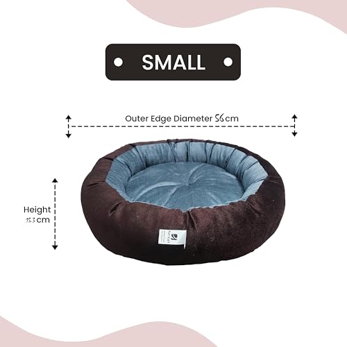 Image of Small Size Dog Bed for Small Size Dogs, Puppies, Kitten and cat Bed Velvet Fabric Dual Color Grey-Brown Anti Skid Bottom Washable Export Quality Pet Bed