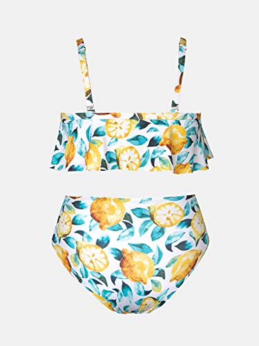 Cupshe Women's Plus Size Bikini Set Leaf Lemon Printed Ruffles Swimsuit, 3X #TOP5