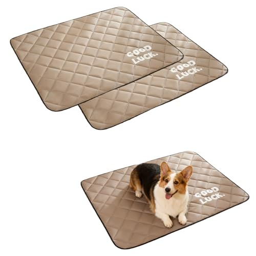 Neuqiho Dog Crate Pad 2-Pack, 24x18 Inch Waterproof Dog Crate Mat with Non-Slip Bottom, Durable Kennel Pad for Dogs, Washable Pet Bed Mat for Cage, Crate & Car