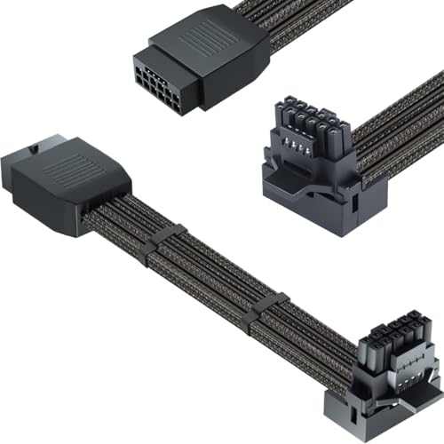 DAOKAI PCI-e 5.0 12VHPWR Female to Male Extension Cable,16 Pin Right Angle Adapter 600W 16AWG 90 Degree GPU Power Adapter for Graphic Card GPU 12+4pin RTX 3090Ti 4070Ti 4080 4090 (Type B)