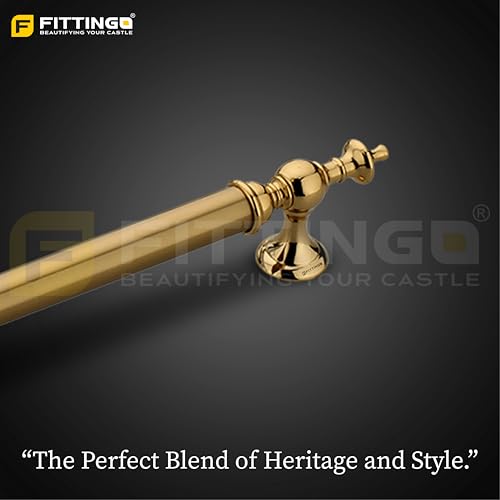 Image of Vintage Royal Main Door Handle | 8 Inch Premium Pull Push Handle for Home, Office, Hotels & Villas | Stainless Steel Gold TT Finish |Hole to Hole 200mm | 3 Years Warranty