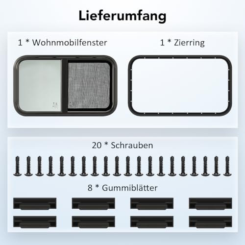 GEARMONSTER Caravan Seitenfenster, Wohnmobil Schiebefenster, Wohnwagen getönt Fenster RV Fenster Wohnmobilfenster für Wohnmobile, Anhänger 700x400mm Wohnwagenfenster
