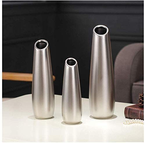 Vase en céramique MU argenté avec trois pièces de porcelaine moderne