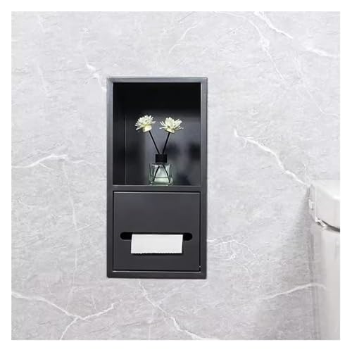 Niche de douche en acier inoxydable encastrable et étanche noire pour salle de bain