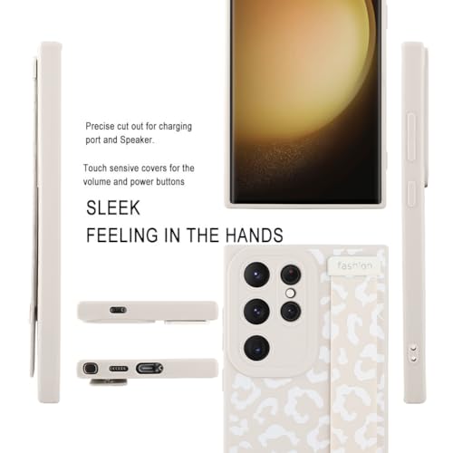 Image of Compatible with Samsung Galaxy S23 Ultra Case with Strap Wrist White