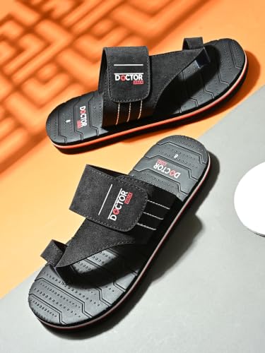 Image of Doctor Walk Men's Ortho Comfort Toe-Ring Slippers | Lightweight Non-Slip Cushioned Daily Wear Casual Sandals & Chappal for Men Extra Soft