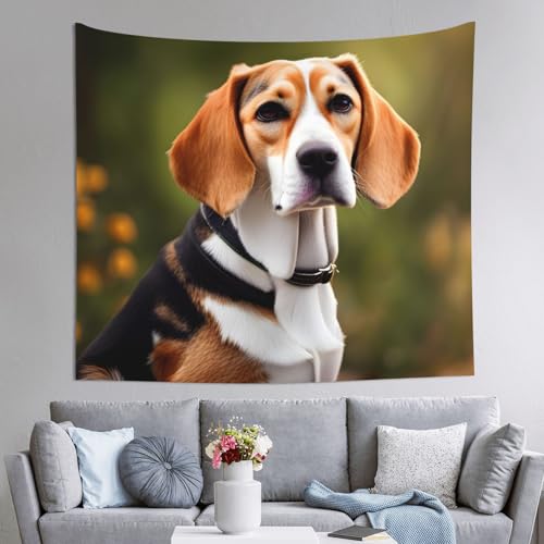 Tapiz grande de perro Beagle EdWal de 152x130 cm para dar calidez a tu sala de estar