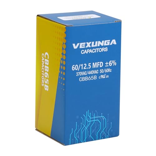 image for VEXUNGA 60/12.5 uF 60+12.5 MFD 370VAC or 440VAC Dual Run Start Round A