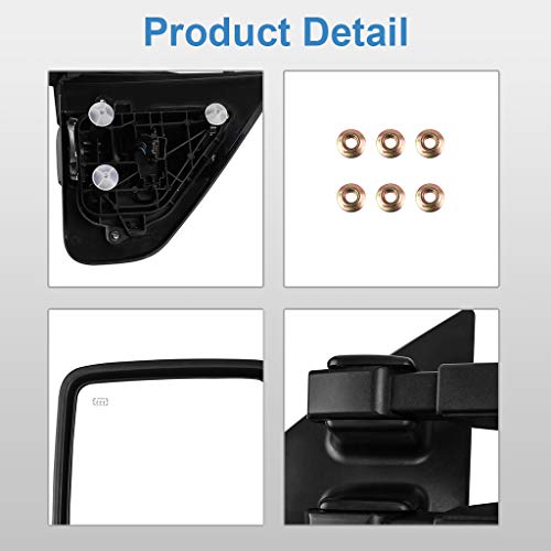 Eccpp For F150 Towing Mirrors, A Pair Of Exterior Automotive Mirrors Replacement Fit For 2004-2014 For Ford For F-150 With Puddle Lights Turn Signal Indicator And Power Operation Heated Black Housing #TOP5