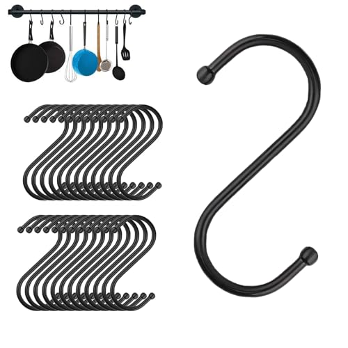 Huamirra S Haken, 24 Stück S Förmige Haken, Edelstahl Haken Zum Einhängen, Doppelhaken Aufhängehaken, für Küche, Bad, Büro, Garten oder Outdoor Aktivitäten