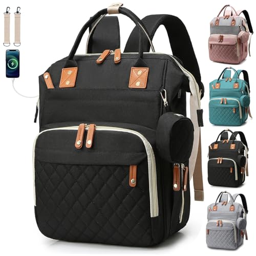 Mochila Maternidade Impermeável Multifuncional- Estilo e Praticidade para Mamães Modernas, Com Grande Capacidade para Todo o Essencial do Bebê (PRETO-1)