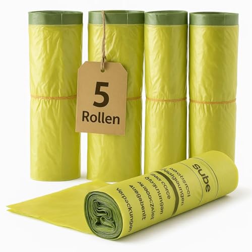 5 Rollen Gelber Sack, Gelbe Säcke mit praktischem Zugband, 90 Liter, 15µ - Wertstoffsack 65 Säcke perforiert auf 5 Rollen 5 Rollen Gelber Sack, Gelbe Säcke mit praktischem Zugband, 90 Liter, 15µ - Wertstoffsack 65 Säcke perforiert auf 5 Rollen