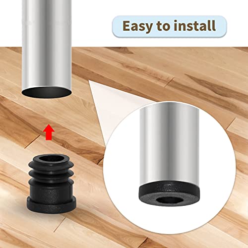 Image of Flyshop Black M6 Threaded Plastic Plugs Round Tube End Caps Tubing Plugs Inserts Furniture Glider 19 mm Diameter 4 Pcs