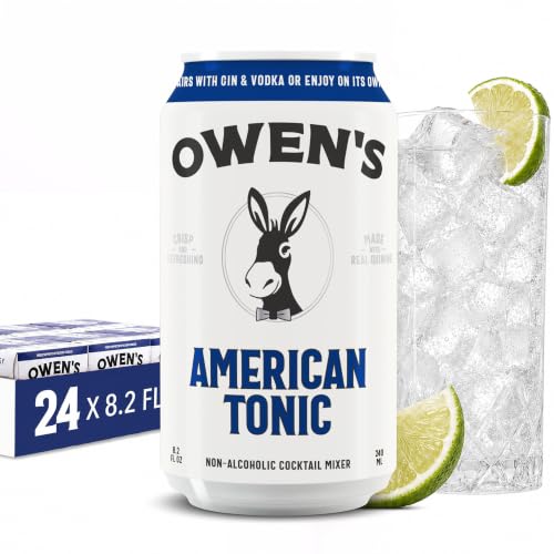 Image of Owen's Premium Non-Alcoholic Sparkling Cocktail and Mocktail Mixer, Drink Mixer for Cocktails, Mocktails, and Party Beverage, 24 Pack of 8.2 fl oz Cans (American Tonic)