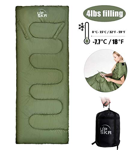 UPSKR Sleeping Bag with Compression Sack, Lightweight and Waterproof for Adults Cold Weather