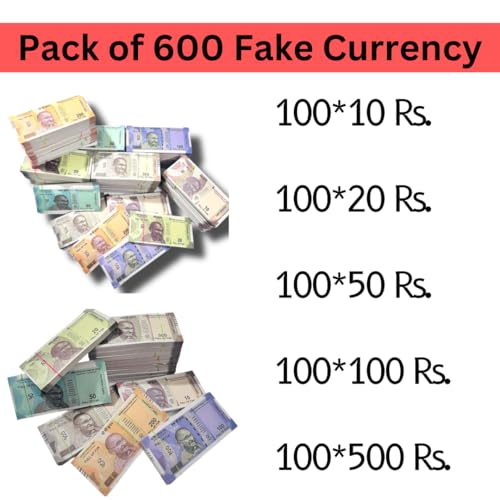 Image of (Pack of 600 Pieces) Fake Money for Kids | Indian Currency Notes Learning Set - Educational Play Money for Kids, Pretend Play Toy, Montessori Counting and Money Learning Kit | Artificial Notes