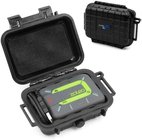 CASEMATIX Protective Travel Case Compatible with ZOLEO Satellite Communicator - Crushproof & Waterproof Case Compatible with ZOLEO Satellite Phone Accessory, Charging Cable and Carabiner
