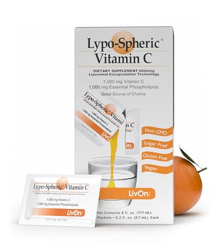 LivOn Laboratories Lypo–Spheric Liposomal Vitamin C 1000mg - No Sugar, Immune Support, Plant Based - Easy to Swallow, Absorbable - Non–GMO, Gluten Free (0.2 fl oz Individual 30 Packets)