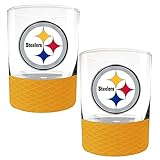 Great American Products Pittsburgh Steelers 2-Pack 14oz. Rocks Glass Set with Silcone Grip