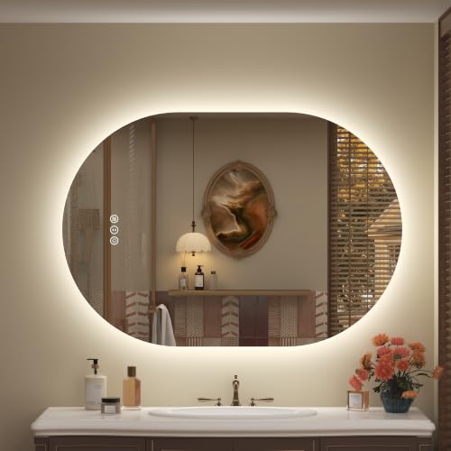 Image of 40x30 Inch Oval LED Bathroom Mirror for Wall