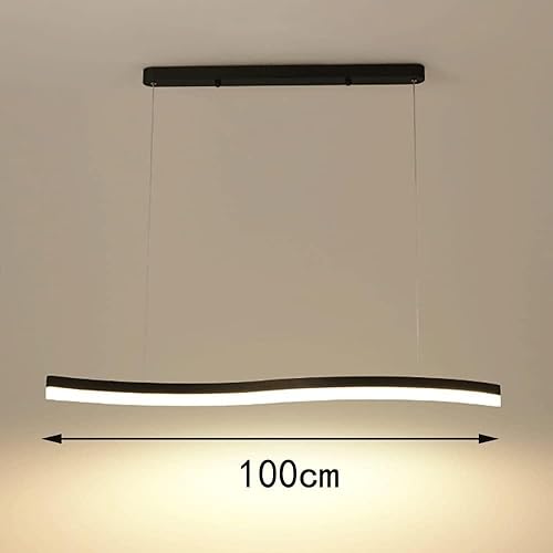 Miniatura 4 de Lámpara colgante de metal negro con pantalla acrílica Lineal Sala de estar Lámpara colgante moderna 36W regulable Lámparas de suspensión para comedor