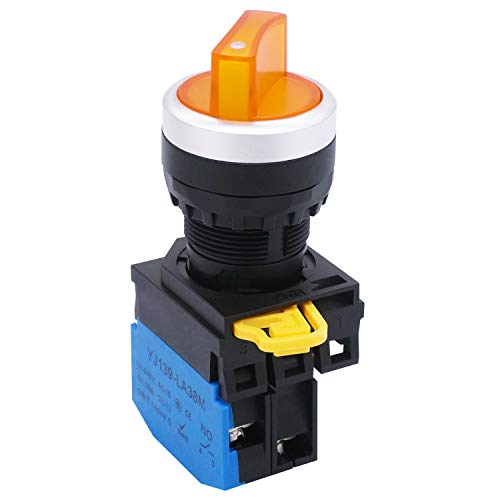 Interrupteur rotatif LA38M-10XD-21 SPST 1 NO jaune 22 mm
