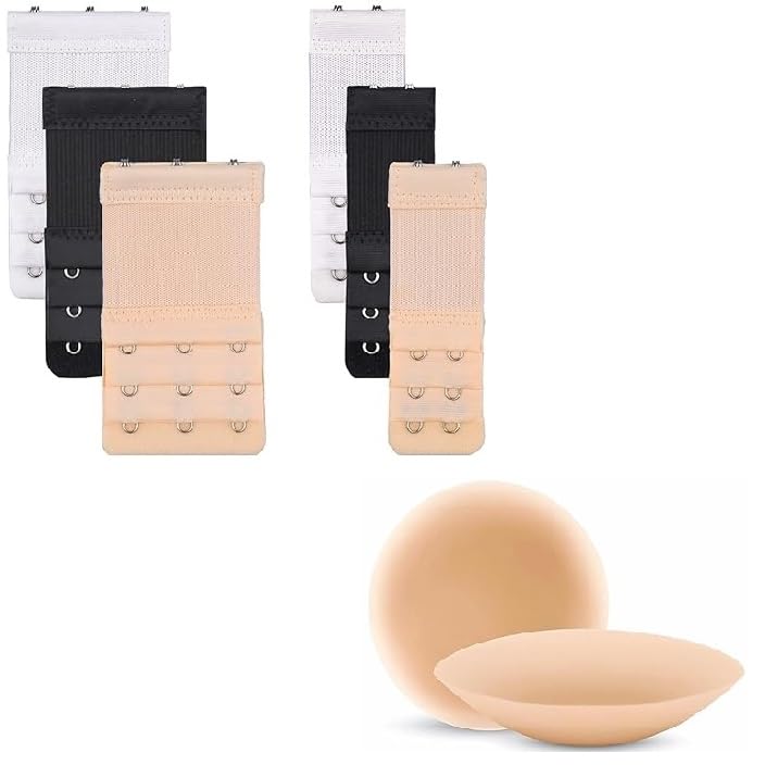 TAPAHPRIYAY6pcs Bra Hook Extender Hook Band Bra Extender Combo Hooks for Women-Bra and 1 pair Nipple Covers Reusable for women (6PCS Bra Extenders + nipple cover)-image-47