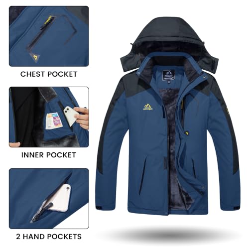 Image of TACVASEN Men's Winter Skiing Jackets Water Resistant Fleece Coats Insulated Thermal Snowboard Jacket Parka Raincoat with Hood