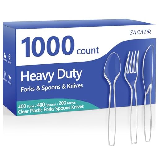 SACATR 1000 Count Heavy Duty Plastic Cutlery